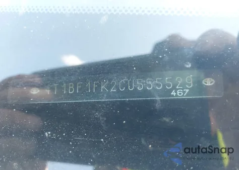 2012 Toyota Camry Le z USA, uszkodzony, nr VIN 4T1BF1FK2CU555529